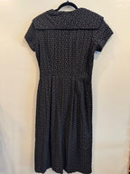 Vintage Style Flat Black Button Up Dress Size Small/Medium