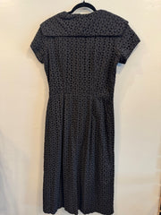 Vintage Style Flat Black Button Up Dress Size Small/Medium