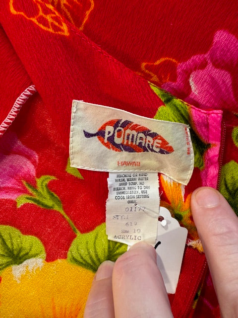 Vintage POMARE Hawaiian Tiki Dress Size 18