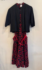 Vintage Black and Red Dress with Overcoat Size Extra Small/ Small