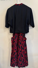 Vintage Black and Red Dress with Overcoat Size Extra Small/ Small