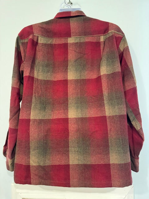 Men's Vintage Pendleton Virgin Wool Button Up Maroon /Brown Size Medium
