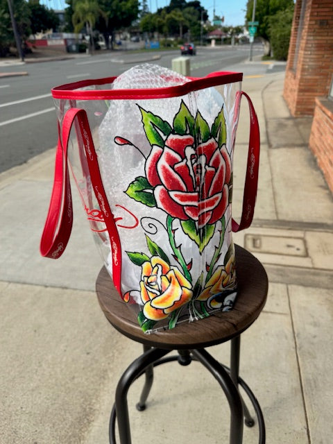 NWT ED HARDY PVC CLEAR TOTE BAG "PANTHER" WITH BADGE CARRIER