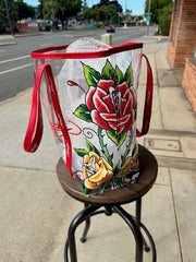 NWT ED HARDY PVC CLEAR TOTE BAG "PANTHER" WITH BADGE CARRIER