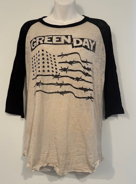Pre-Owned Unisex Vintage Green Day Raglan Tee Shirt Size Medium