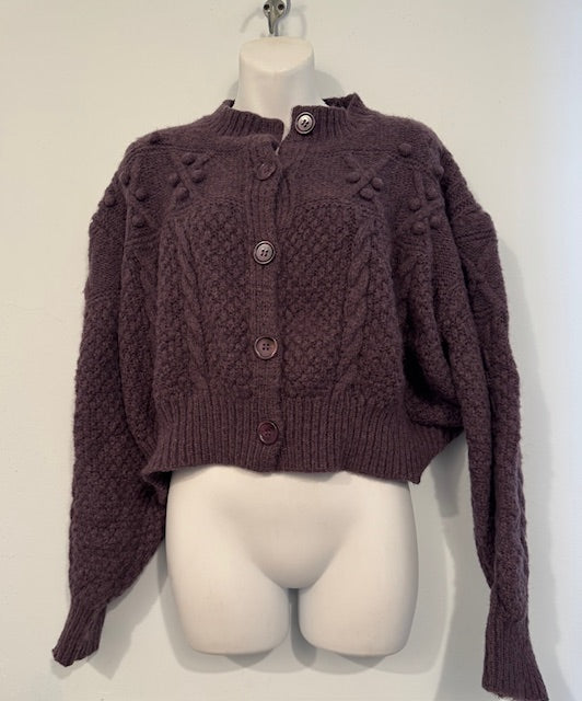 Pre-Owned Purple Puffy Cropped Sweater by Bohme Size Large