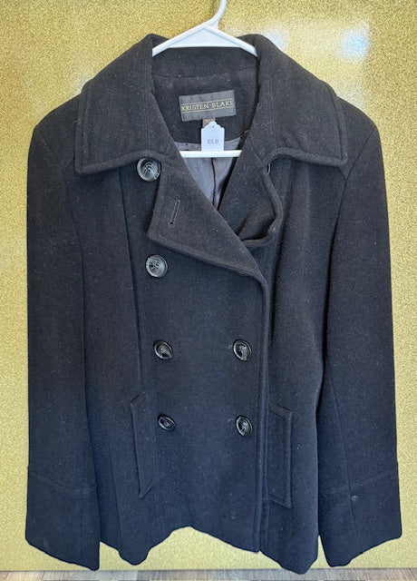 Pre-owned Kristen Blake Black Peacoat Size Medium
