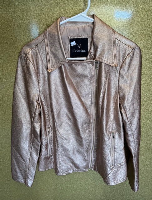 Pre-owned Cristina Rose Gold Pleather Jacket Size Medium Main image