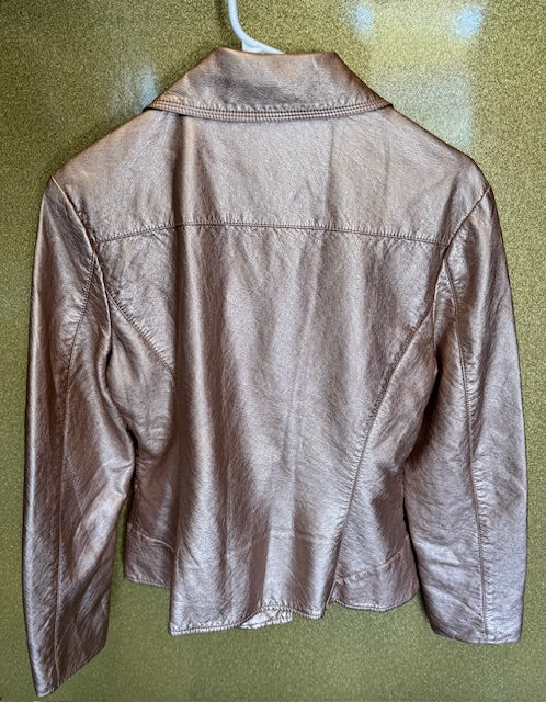 Pre-owned Cristina Rose Gold Pleather Jacket Size Medium