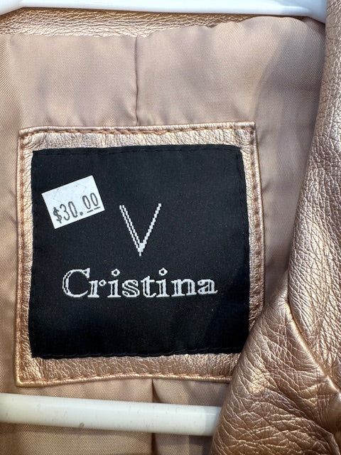 Pre-owned Cristina Rose Gold Pleather Jacket Size Medium