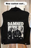 CUSTOM ALMOST FAMOUS BLACK "DAMMED" GRAPHIC PATCH VEST SIZE XL