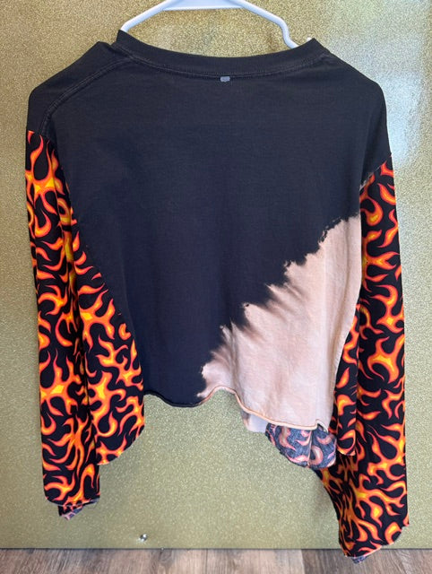 AC/DC CUSTOM UP-CYCLED (MED) OSFM SHIRT W/ FLAMES