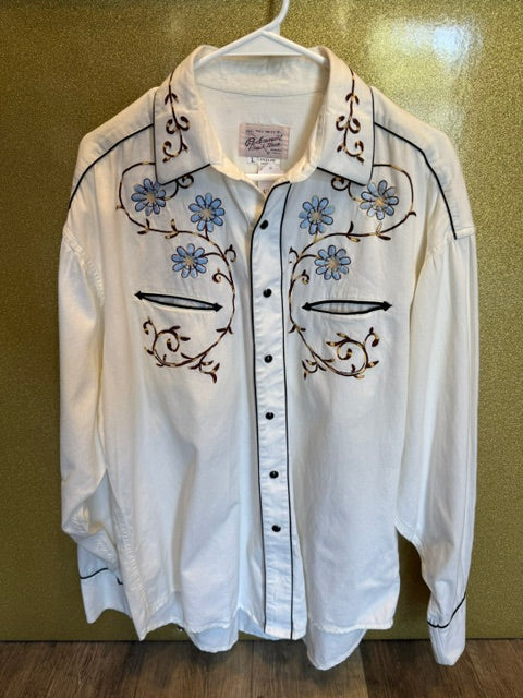 VINTAGE MEN'S ROCKMOUNT RANCHWEAR WESTERN BUTTON UP SIZE LARGE