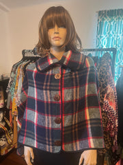 Tickled Pink Vintage Style Overcoat Shawl Plaid OSFM