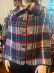 Tickled Pink Vintage Style Overcoat Shawl Plaid OSFM