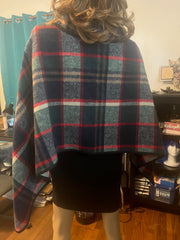 Tickled Pink Vintage Style Overcoat Shawl Plaid OSFM