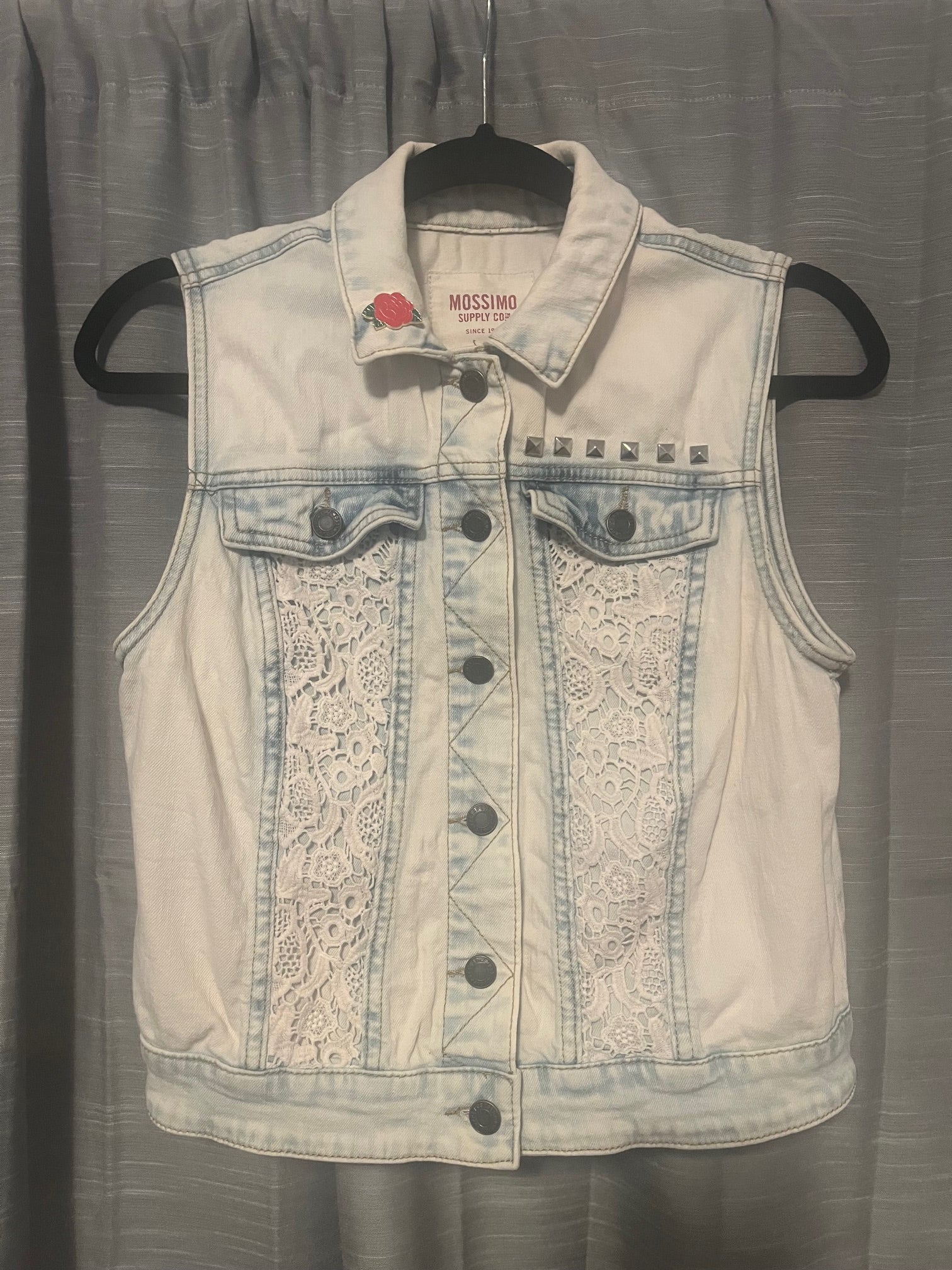 Customized One of a Kind embellished Denim Original Jean Vest Size Medium Secondary image
