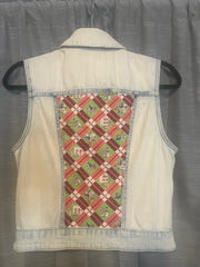 Customized One of a Kind embellished Denim Original Jean Vest Size Medium
