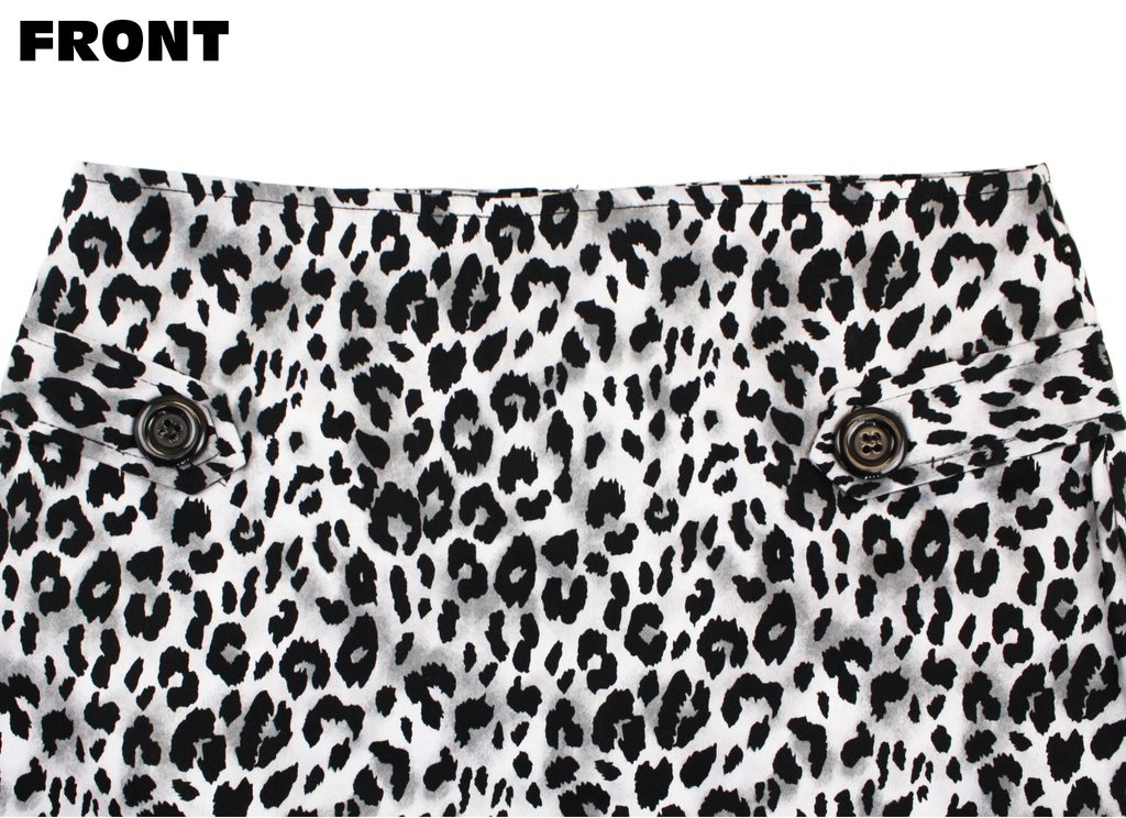 Skirt - Sourpuss -  Leopard Print Pencil Gray Fitted Retro