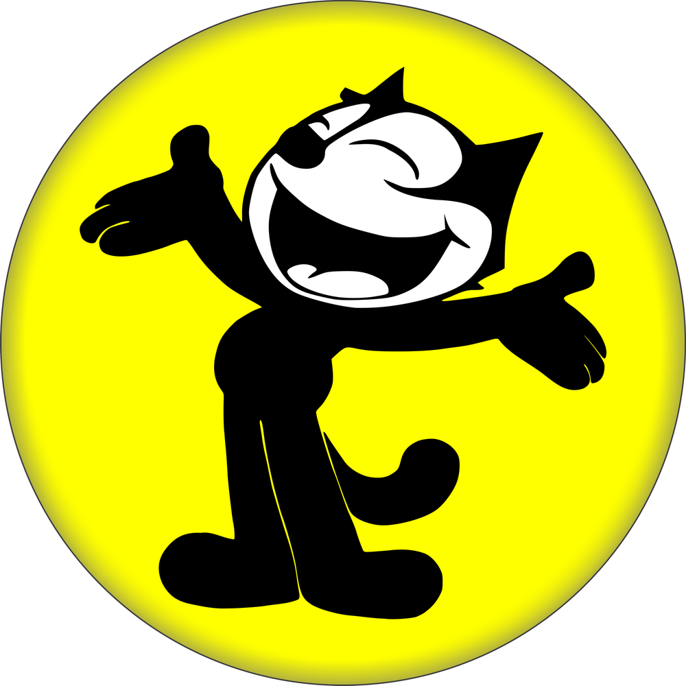 1.5” Button Felix the Cat on Yellow - Classic Cartoon Retro