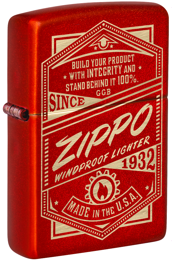 Zippo Retro Metallic Red Laser Engraved Lighter
