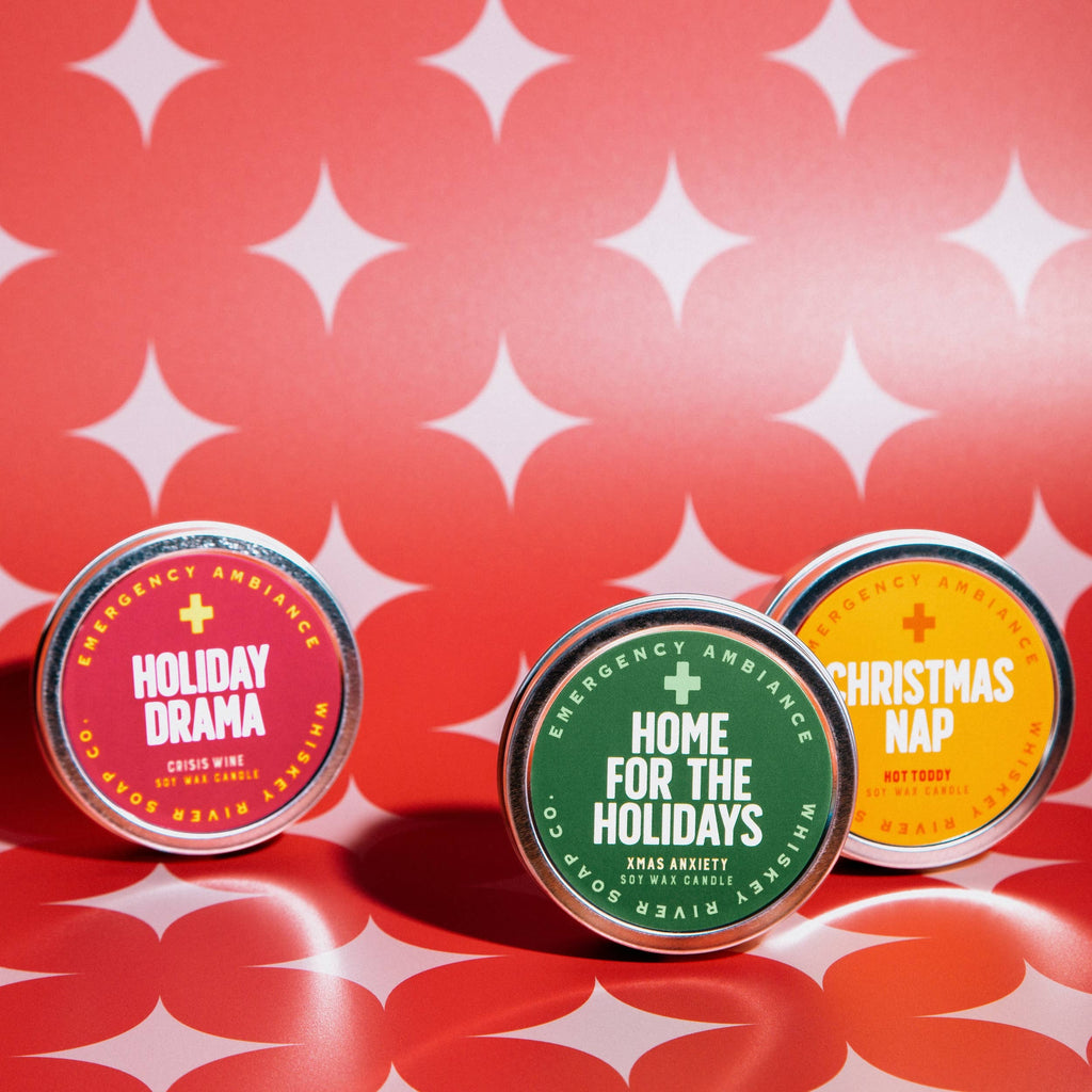 Holiday Drama Travel Tin | Funny Christmas Holiday Candle