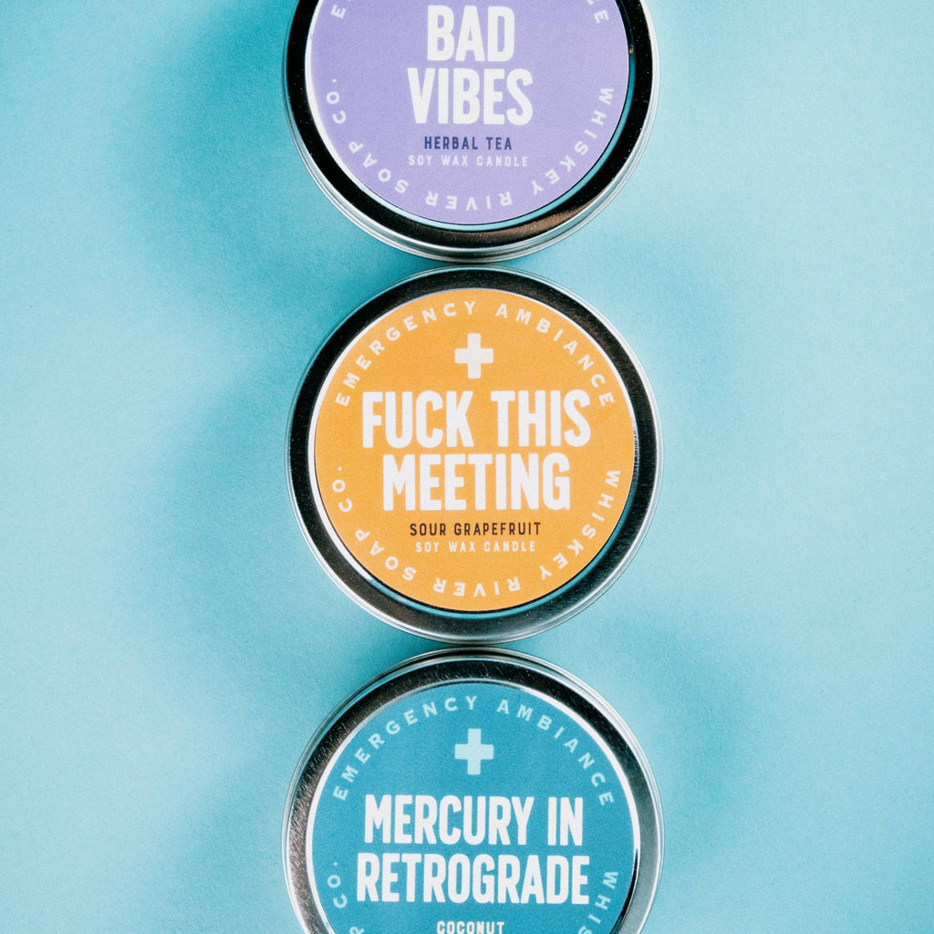 Fuck This Meeting Emergency Ambiance Travel Tin | Funny Candle