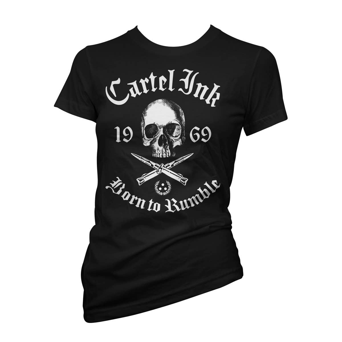 NWT Cartel Ink Born To Rumble 1969 Women's Tee Shirt