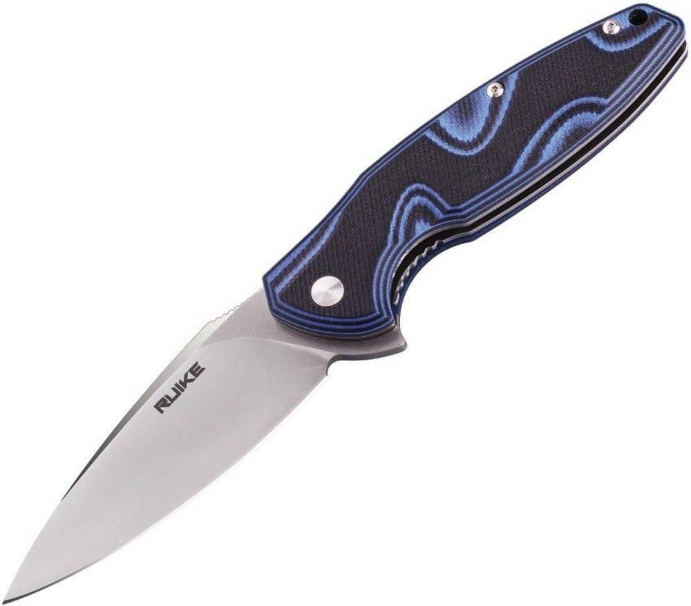 Ruike Folding Knife, Blue & Black, 14C28N Steel #P105Q