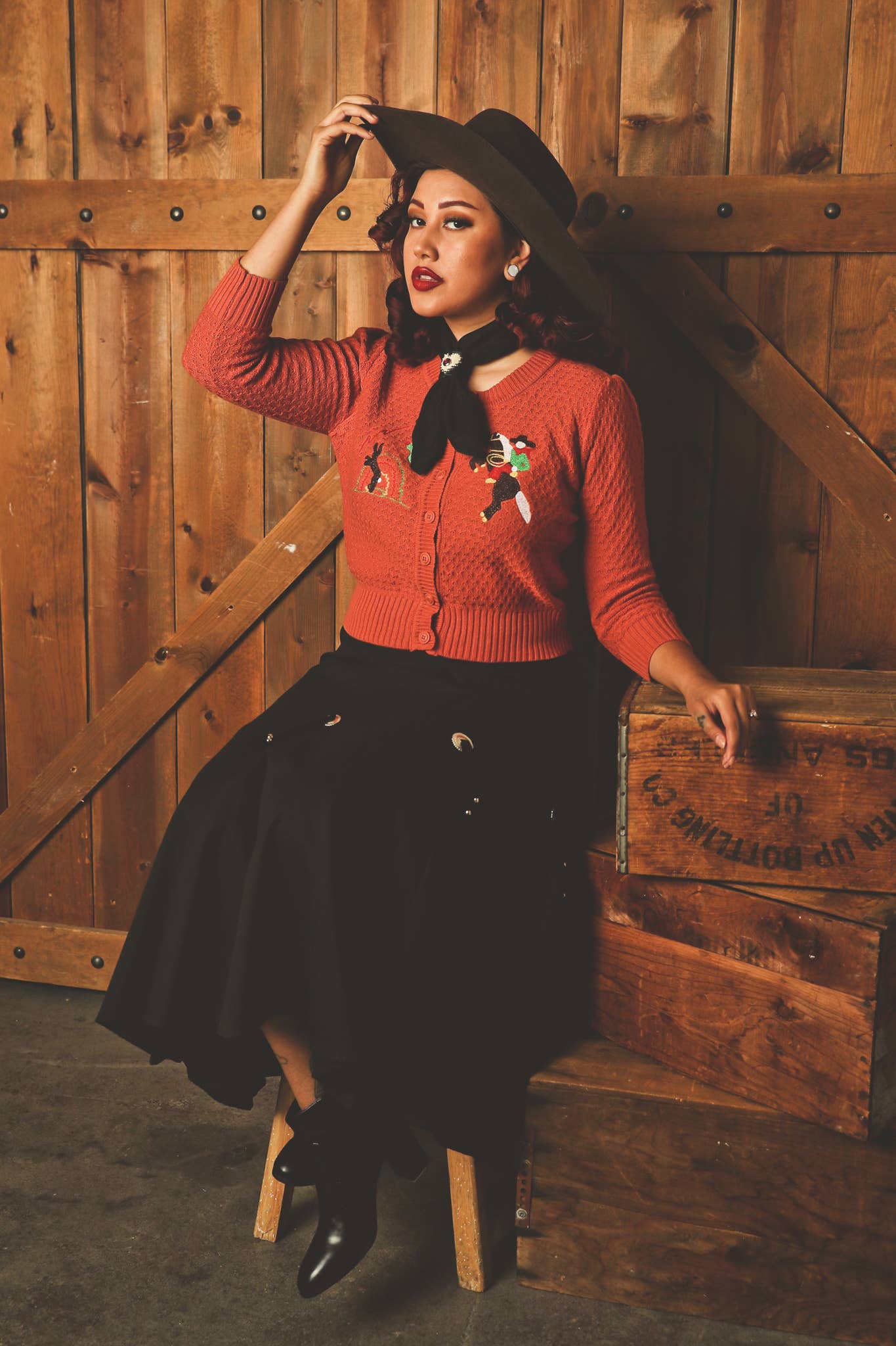 Head West Cropped Cardigan in Dusty Orange