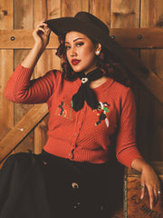 Head West Cropped Cardigan in Dusty Orange