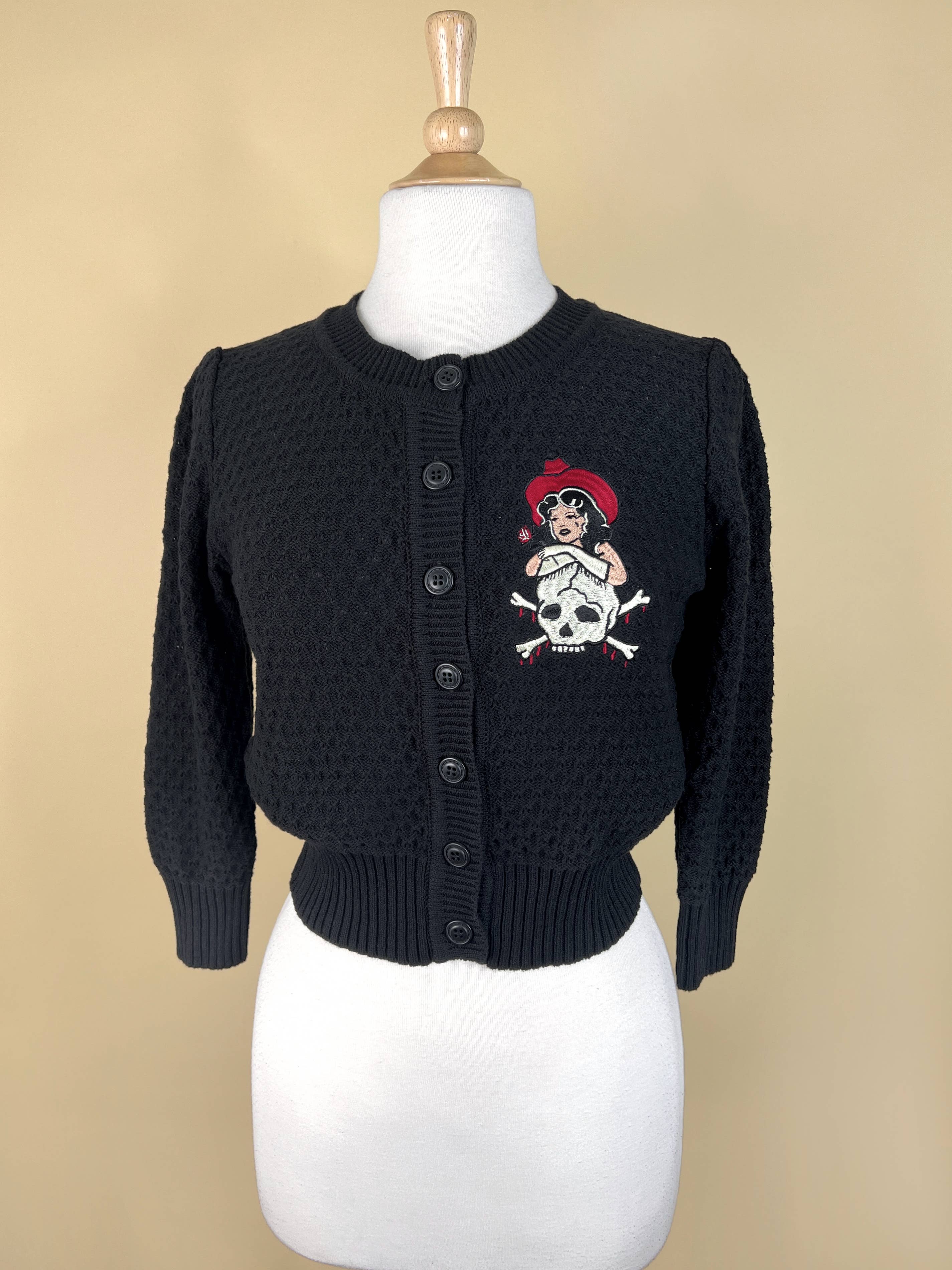 Cowgirl Tears Cropped Cardigan in Black
