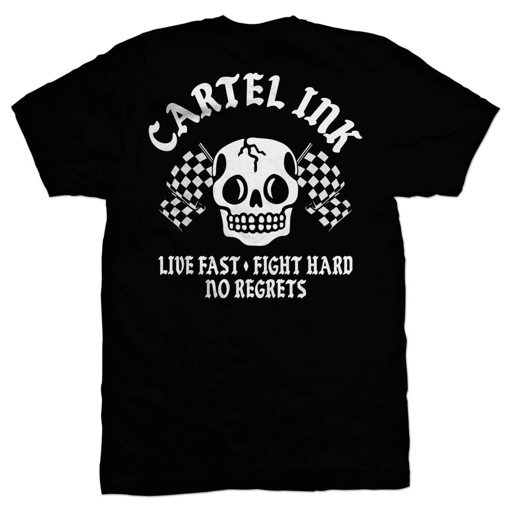 5829-BLACK WHITE | Live Fast Fight Hard | Men's T-Shirt