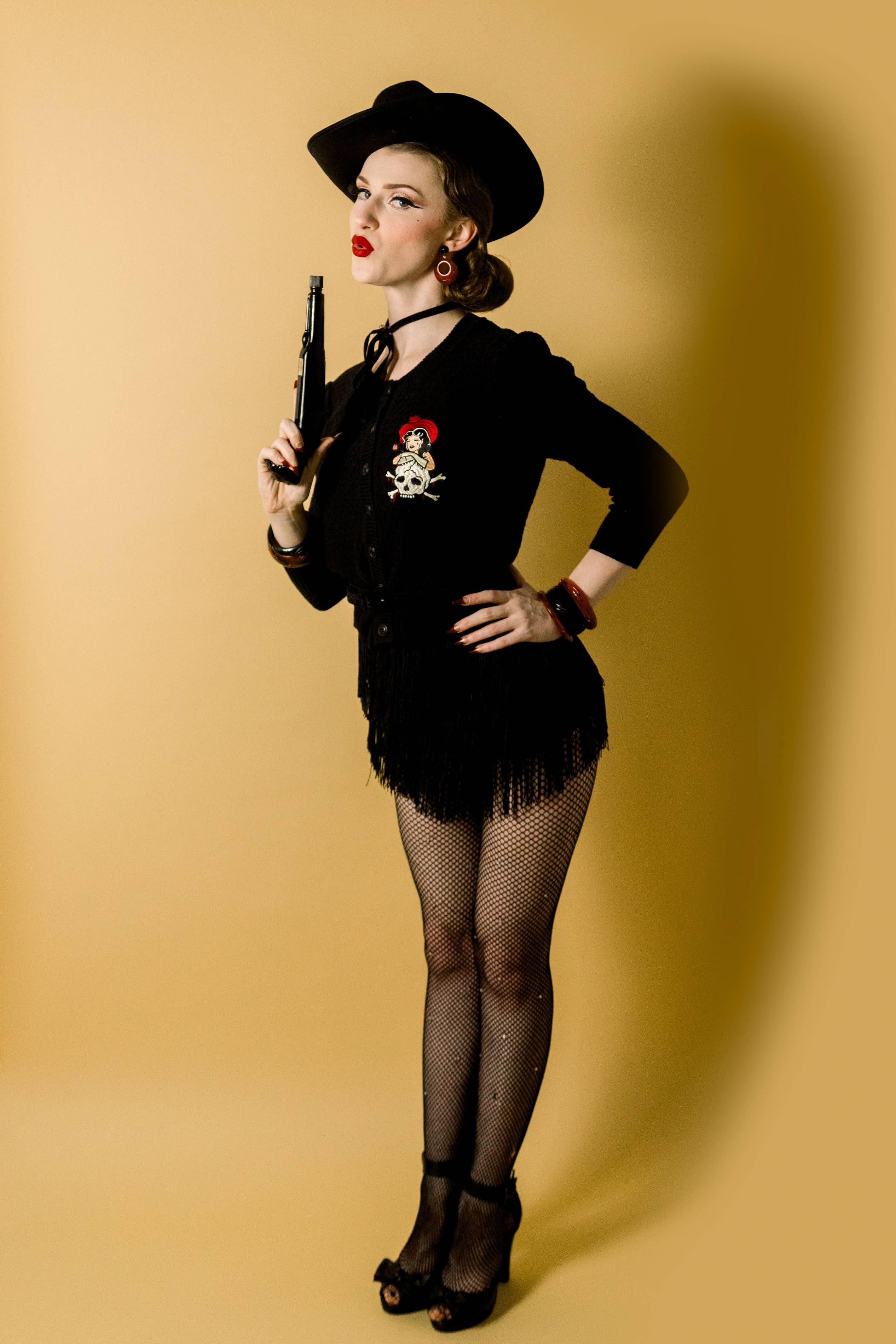 Cowgirl Tears Cropped Cardigan in Black