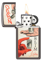 Zippo Slim Retro Design, Black Ice Lighter #48396