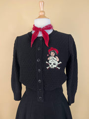 Cowgirl Tears Cropped Cardigan in Black