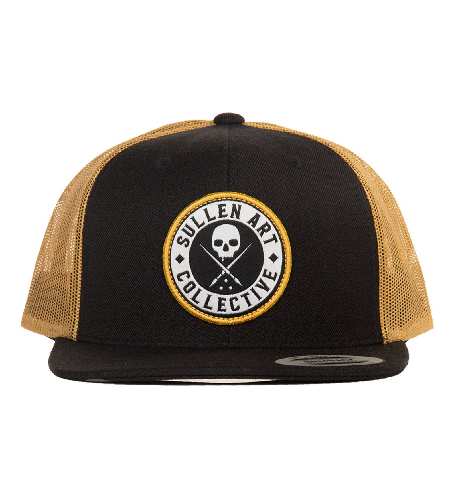 Sullen Flat Bill Black and Gold Snapback Mesh Hat