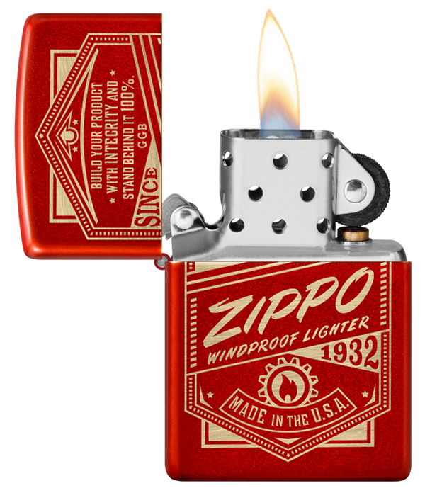 Zippo Retro Metallic Red Laser Engraved Lighter