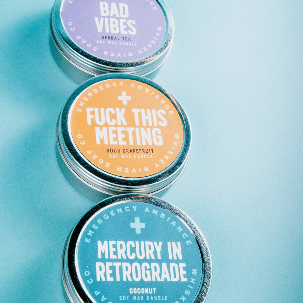 Fuck This Meeting Emergency Ambiance Travel Tin | Funny Candle