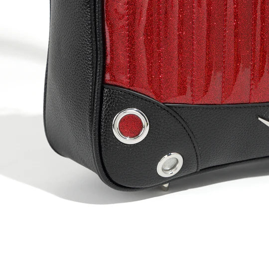 Lux de Ville Black and Red Rum Sparkle Hotrod Tote Medium