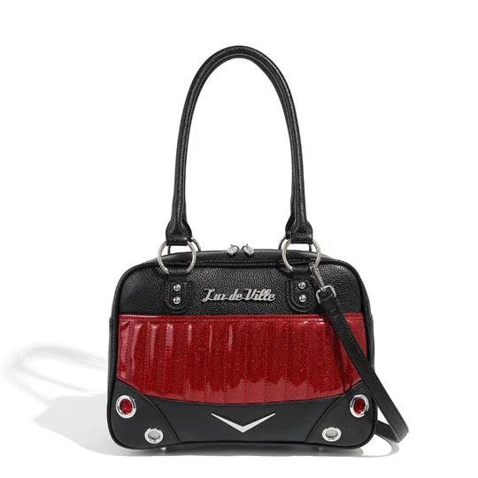 Lux de Ville Black and Red Rum Sparkle Hotrod Tote Medium Main image
