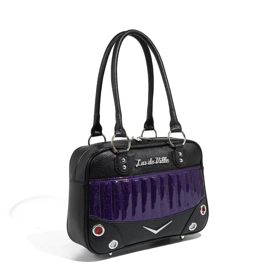 Lux de Ville Black and Poisonous Purple Sparkle Hotrod Tote medium Main image