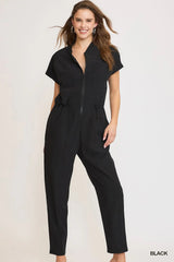 UMGEE Women’s Black Zip Down Utility Jumpsuit