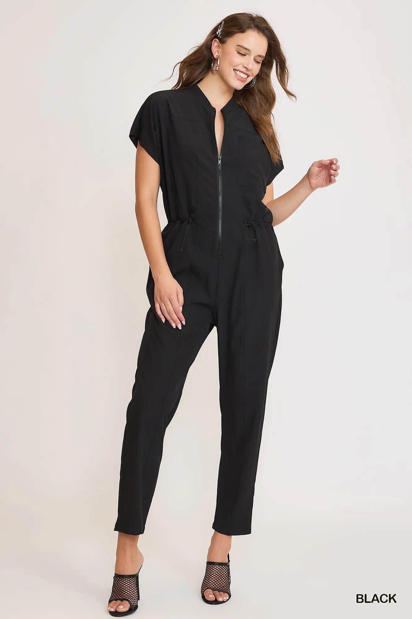 UMGEE Women’s Black Zip Down Utility Jumpsuit