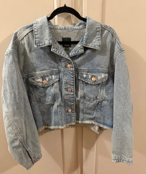 Customized One of a Kind embellished Denim Original Jean Jacket "DEF LEPPARD" Size Medium Wide