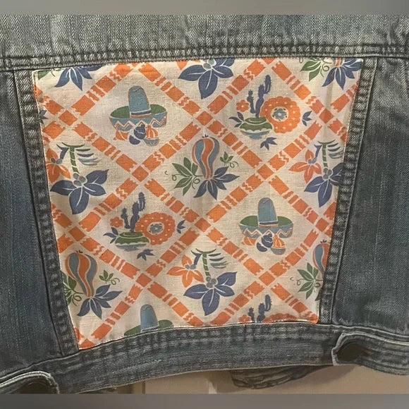 Customized One of a Kind embellished Denim Original Jean Vest Size Medium  I LOVE H81