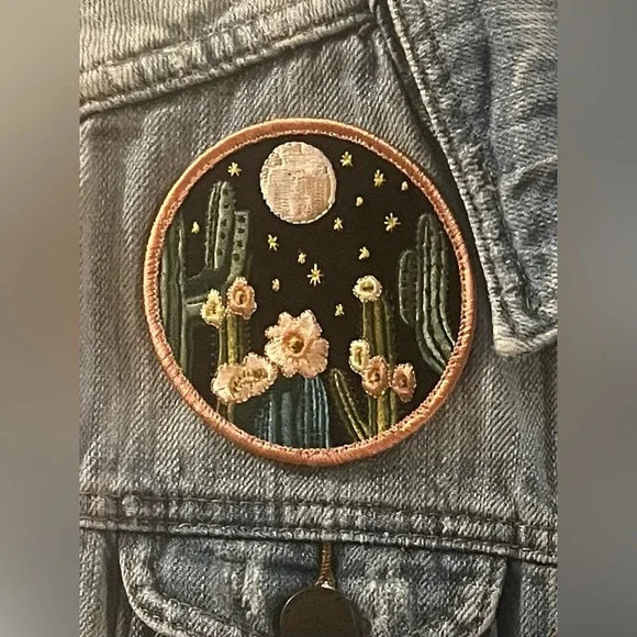Customized One of a Kind embellished Denim Original Jean Vest Size Medium  I LOVE H81