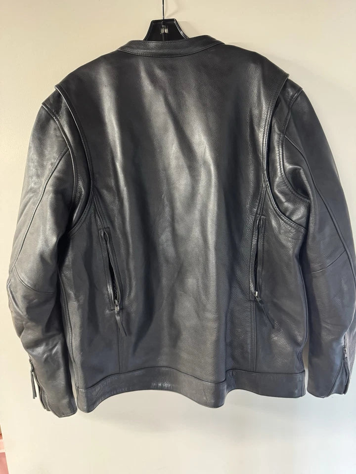 Men's Biker Hill Leather Jacket With Liner XL