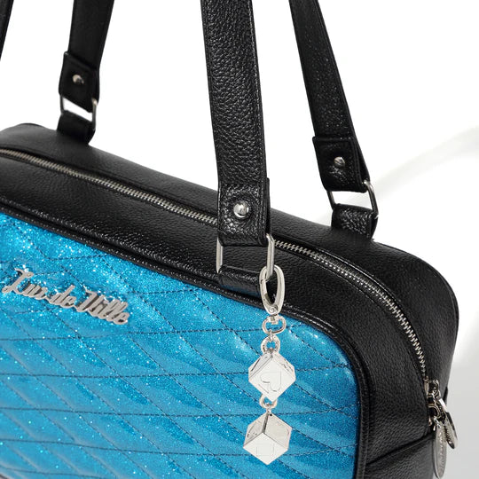 Lux de Ville Black and Villain Blue Sparkle Speedster Tote